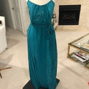 Charming Charlie Green Embroidered Lace Maxi Dress